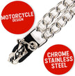 Milwaukee Leather Motorcycle Medallion Vest Extender - Double Chrome Chains Genuine Leather 6.5" Extension 4-PCS MLA6006SET