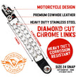 Milwaukee Leather Motorcycle Medallion Vest Extender - Double Chrome Chains Genuine Leather 6.5" Extension 4-PCS MLA6006SET