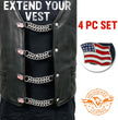 Milwaukee Leather American Flag Vest Extender - Double Chrome Chains Genuine Leather 6.5" Extension 4-PCS MLA6008SET