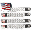 Milwaukee Leather American Flag Vest Extender - Double Chrome Chains Genuine Leather 6.5" Extension 4-PCS MLA6008SET