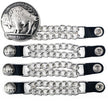 Milwaukee Leather 5 Cent Buffalo Medallion Vest Extender - Double Chrome Chains Genuine Leather 6.5" Extension 4-PCS MLA6009SET