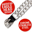 Milwaukee Leather Eagle Head Medallion Vest Extender - Double Chrome Chains Genuine Leather 6.5" Extension 4-PCS MLA6011SET