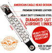 Milwaukee Leather Eagle Head Medallion Vest Extender - Double Chrome Chains Genuine Leather 6.5" Extension 4-PCS MLA6011SET