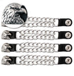 Milwaukee Leather Eagle Head Medallion Vest Extender - Double Chrome Chains Genuine Leather 6.5" Extension 4-PCS MLA6011SET