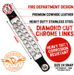 Milwaukee Leather Fire Department Medallion Vest Extender - Double Chrome Chains Genuine Leather 6.5" Extension 4-PCS MLA6012SET