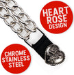 Milwaukee Leather Heart Rose Medallion Vest Extender - Double Chrome Chains Genuine Leather 6.5" Extension 4-PCS MLA6013SET