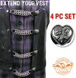 Milwaukee Leather Heart Rose Medallion Vest Extender - Double Chrome Chains Genuine Leather 6.5" Extension 4-PCS MLA6013SET