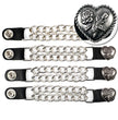 Milwaukee Leather Heart Rose Medallion Vest Extender - Double Chrome Chains Genuine Leather 6.5" Extension 4-PCS MLA6013SET