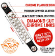 Milwaukee Leather Silver/Chrome Medallion Vest Extender - Double Chrome Chains Genuine Leather 6.5" Extension 4-PCS MLA6015SET