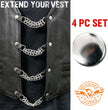 Milwaukee Leather Silver/Chrome Medallion Vest Extender - Double Chrome Chains Genuine Leather 6.5" Extension 4-PCS MLA6015SET