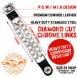 Milwaukee Leather POW/MIA Medallion Vest Extender - Double Chrome Chains Genuine Leather 6.5" Extension 4-PCS MLA6017SET