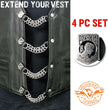 Milwaukee Leather POW/MIA Medallion Vest Extender - Double Chrome Chains Genuine Leather 6.5" Extension 4-PCS MLA6017SET
