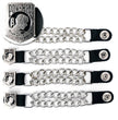 Milwaukee Leather POW/MIA Medallion Vest Extender - Double Chrome Chains Genuine Leather 6.5" Extension 4-PCS MLA6017SET