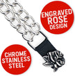 Milwaukee Leather Rose Engraving Medallion Vest Extender - Double Chrome Chains Genuine Leather 6.5" Extension 4-PCS MLA6018SET