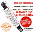 Milwaukee Leather Rose Engraving Medallion Vest Extender - Double Chrome Chains Genuine Leather 6.5" Extension 4-PCS MLA6018SET