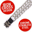 Milwaukee Leather MLA6045SET Iron Cross 4-PCS Vest Extender Double Chrome Chains w/ Genuine Leather 6" Extension