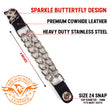 Milwaukee Leather Sparkle Butterfly Medallion Vest Extender - Double Chrome Chains Genuine Leather 6.5" Extension 4-PCS MLA6022SET