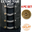 Milwaukee Leather 12 Gauge Shell Medallion Vest Extender - Double Chrome Chains Genuine Leather 6.5" Extension 4-PCS MLA6025SET