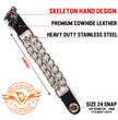 Milwaukee Leather Skeleton Hand Medallion Vest Extender - Double Chrome Chains Genuine Leather 6.5" Extension 4-PCS MLA6026SET