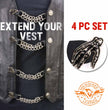 Milwaukee Leather Skeleton Hand Medallion Vest Extender - Double Chrome Chains Genuine Leather 6.5" Extension 4-PCS MLA6026SET