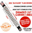 Milwaukee Leather American Flag Medallion Vest Extender - Double Chrome Chains Genuine Leather 8.5" Extension 4-PCS MLA6042SET