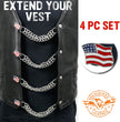 Milwaukee Leather American Flag Medallion Vest Extender - Double Chrome Chains Genuine Leather 8.5" Extension 4-PCS MLA6042SET