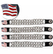 Milwaukee Leather American Flag Medallion Vest Extender - Double Chrome Chains Genuine Leather 8.5" Extension 4-PCS MLA6042SET