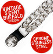 Milwaukee Leather 5 Cent Buffalo Medallion Vest Extender - Double Chrome Chains Genuine Leather 8.5" Extension 4-PCS MLA6043SET