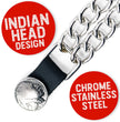 Milwaukee Leather Indian Head Medallion Vest Extender - Double Chrome Chains Genuine Leather 8.5" Extension 4-PCS MLA6044SET