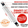 Milwaukee Leather Indian Head Medallion Vest Extender - Double Chrome Chains Genuine Leather 8.5" Extension 4-PCS MLA6044SET