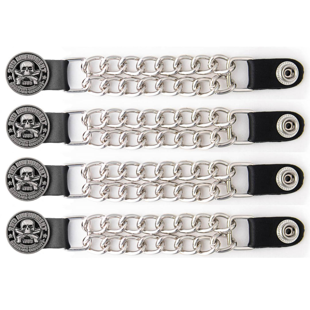 Milwaukee Leather 4-Piece Vest Extender Set - 2nd Amendment, Double Chrome Chains, 4-Inch-MLA6047SET