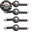 Milwaukee Leather MLA6061SET Skull and Cross Bones 4-PCS Vest Extender Double Chrome Chains w/ Genuine Braided Leather 4" Extension