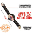 Milwaukee Leather MLA6062SET Eagle USA Flag 4-PCS Vest Extender Double Chrome Chains w/ Genuine Braided Leather 4" Extension