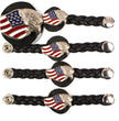 Milwaukee Leather MLA6062SET Eagle USA Flag 4-PCS Vest Extender Double Chrome Chains w/ Genuine Braided Leather 4" Extension