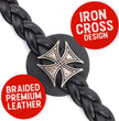 Milwaukee Leather MLA6063SET Iron Cross 4-PCS Vest Extender Double Chrome Chains w/ Genuine Braided Leather 4" Extension