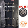 Milwaukee Leather MLA6063SET Iron Cross 4-PCS Vest Extender Double Chrome Chains w/ Genuine Braided Leather 4" Extension