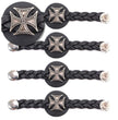 Milwaukee Leather MLA6063SET Iron Cross 4-PCS Vest Extender Double Chrome Chains w/ Genuine Braided Leather 4" Extension