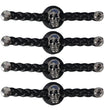 Milwaukee Leather Skull Medallion Vest Extender Genuine Leather Braided Strap 6.5" Extension 4-PCS MLA6064SET