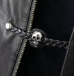 Milwaukee Leather Skull Medallion Vest Extender Genuine Leather Braided Strap 6.5" Extension 4-PCS MLA6064SET