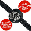Milwaukee Leather Rose Medallion Vest Extender Genuine Leather Braided Strap 6.5" Extension 4-PCS MLA6065SET
