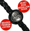 Milwaukee Leather Heart Medallion Vest Extender Genuine Leather Braided Strap 6.5" Extension 4-PCS MLA6067SET