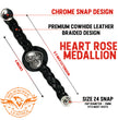Milwaukee Leather Heart Medallion Vest Extender Genuine Leather Braided Strap 6.5" Extension 4-PCS MLA6067SET