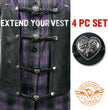 Milwaukee Leather Heart Medallion Vest Extender Genuine Leather Braided Strap 6.5" Extension 4-PCS MLA6067SET