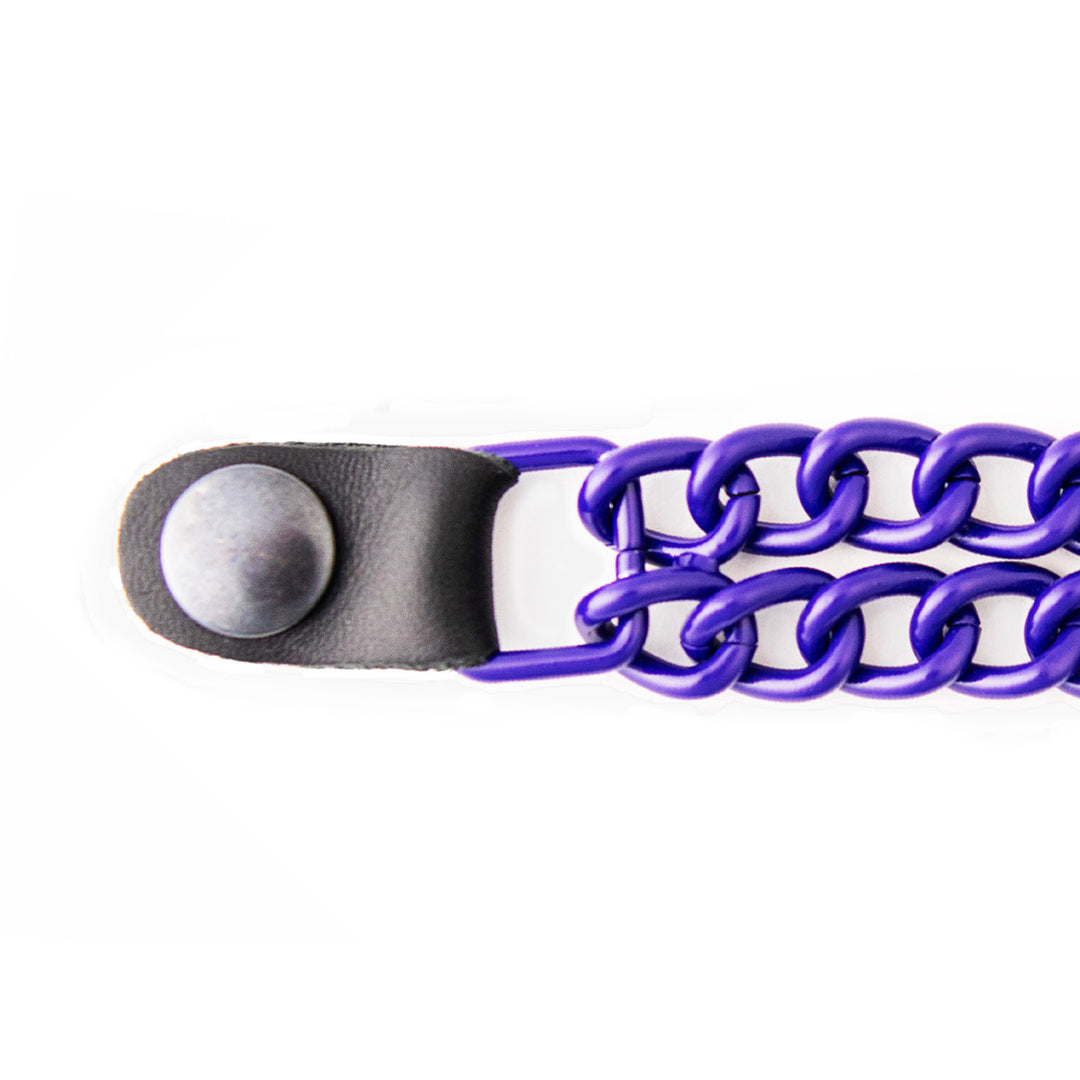 Milwaukee Leather MLA6090 Purple 4 Inch 4-PCS Vest Extender Set - Double Chrome Chains w/ Genuine Leather
