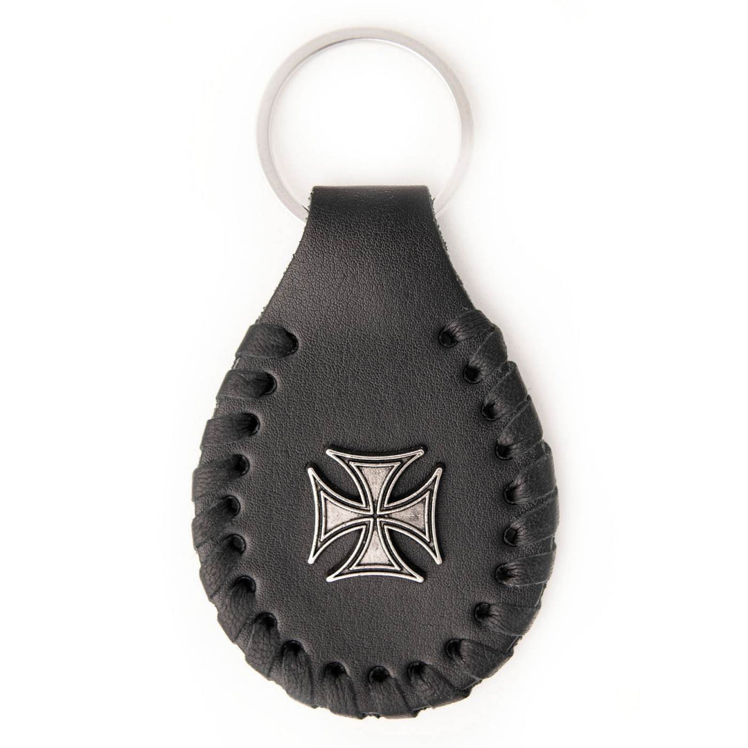 Milwaukee Leather Black Iron Cross Pewter Emblem Key Chain - MLA9518