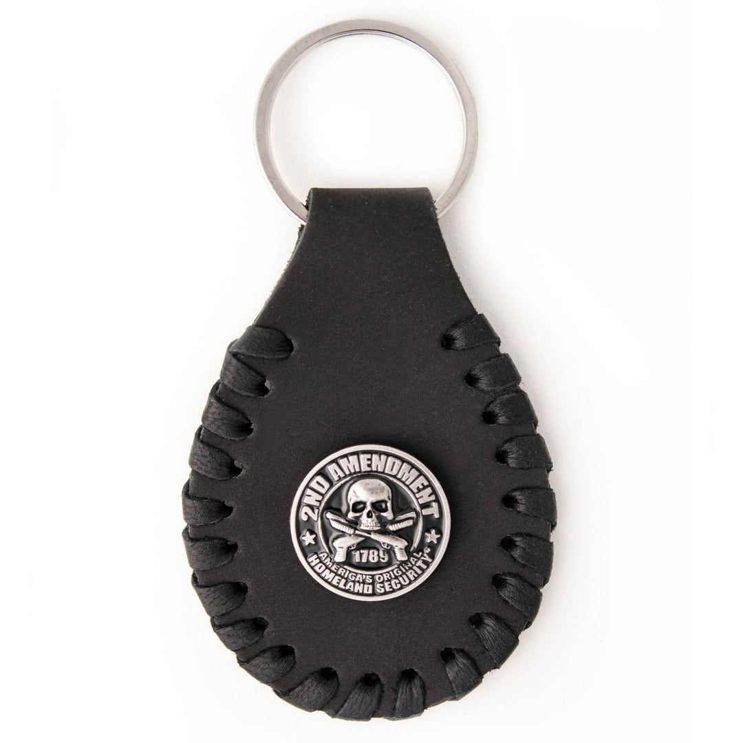 Milwaukee Leather Black 2nd Amendment Pewter Emblem Key Chain - MLA9523