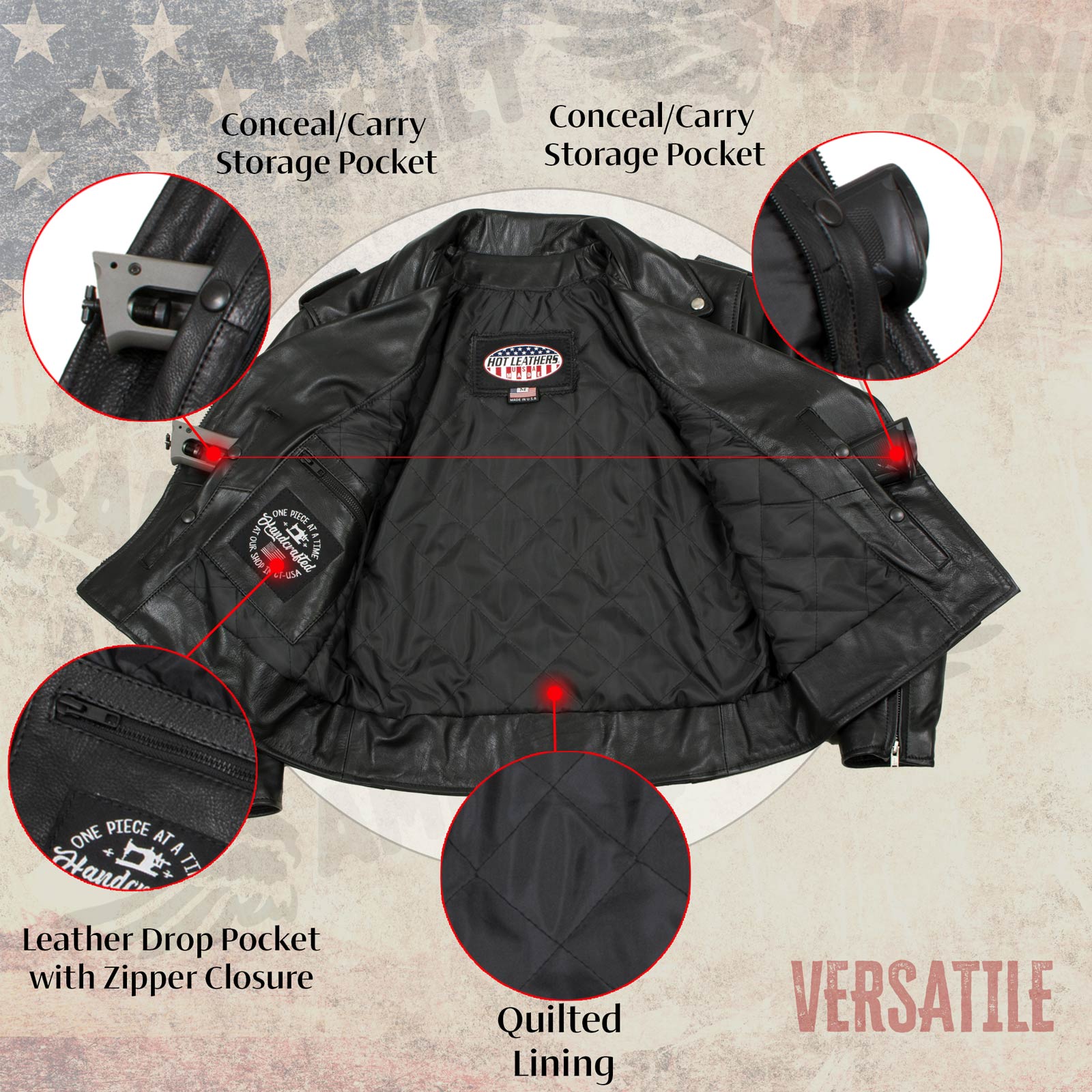 Milwaukee Leather USA MADE MLJKL5004 Women's Black The Flaunt Premium Classic Motorcycle Style Leather Jacket