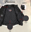 Milwaukee Leather USA MADE MLJKM5003 Men's Black Echo Premium Leather Motorcycle Jacket with Reflective Piping