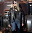 Milwaukee Leather Women's Vented Racer Leather Jacket with Removable Hoodie MLL2501