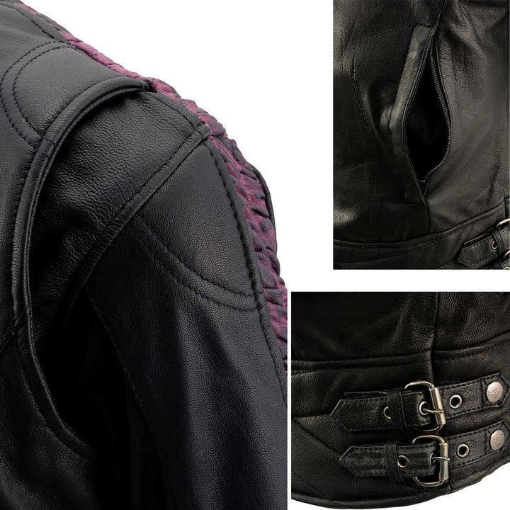Milwaukee Leather MLL2571 Ladies Black and Purple &